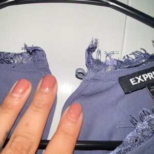 Express Lavender Fringe Detail Top